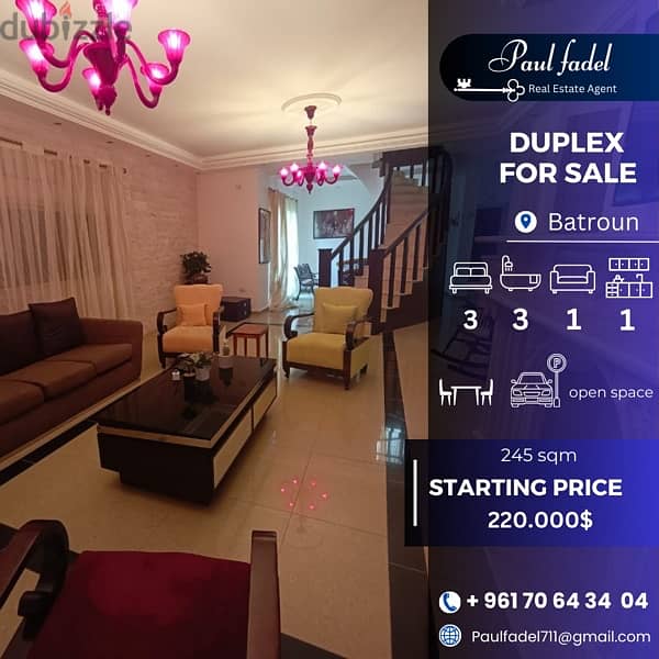 duplex for sale located batroun !! 0