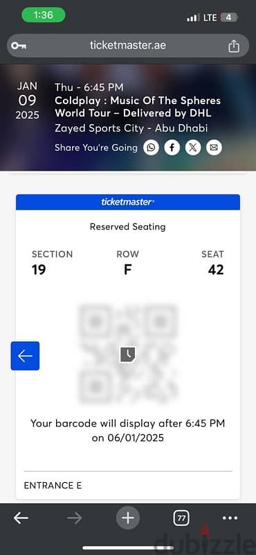 Three tickets Cold Play Dubai2025 1