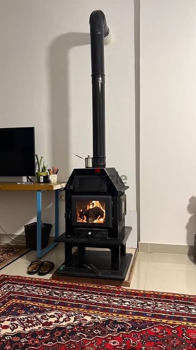 wood stove and fireplace