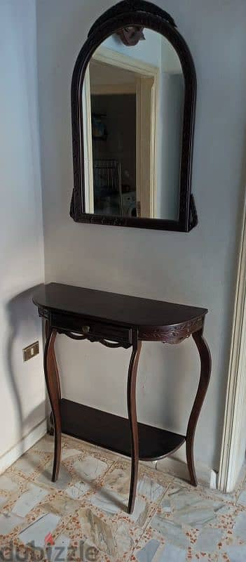 console with mirror