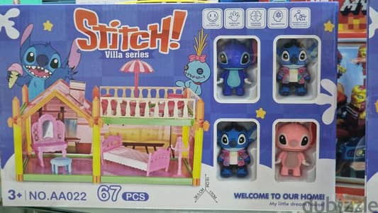 stitch build home  with toys. 2. different size