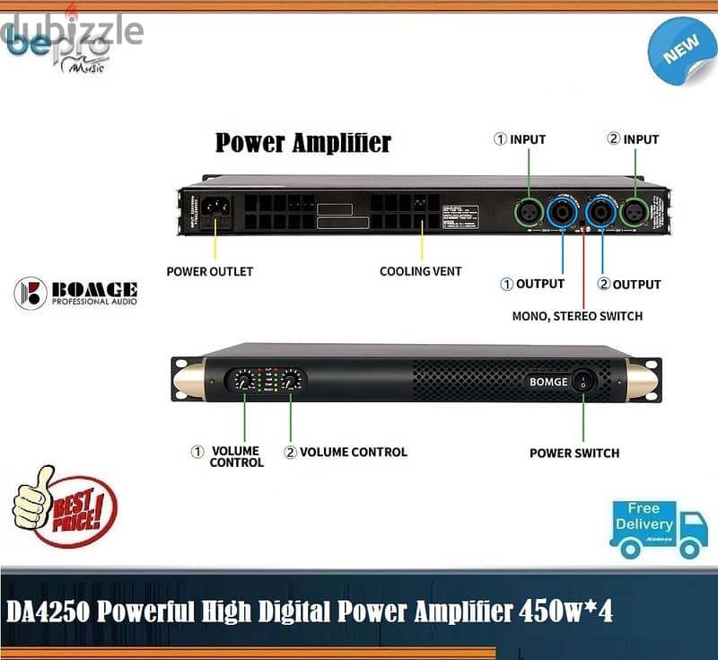 DA4250 Powerful High Digital Power Amplifier 450w*2 Professional Amp 0