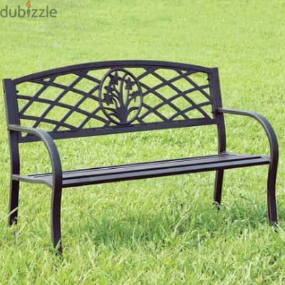 Steel Garden Bench, Patio Floral 2-Seater for Outdoor Relaxation