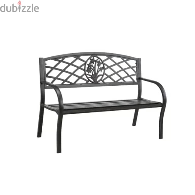 Steel Garden Bench, Patio Floral 2-Seater for Outdoor Relaxation 4