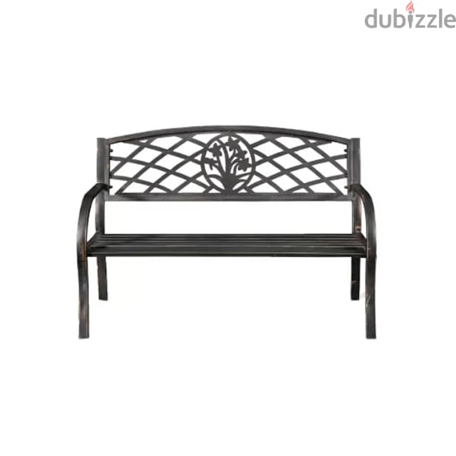 Steel Garden Bench, Patio Floral 2-Seater for Outdoor Relaxation 5