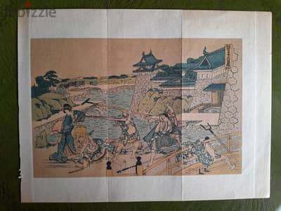 Hokusai ,Rare  Japanese etching act 3 the 47 Roning ,signed, stamped