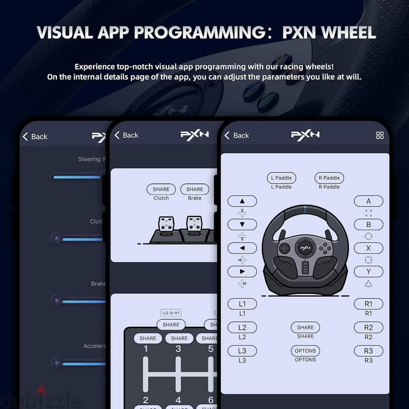 PXN V9 900 DEGREES GAMING RACING WHEEL 2