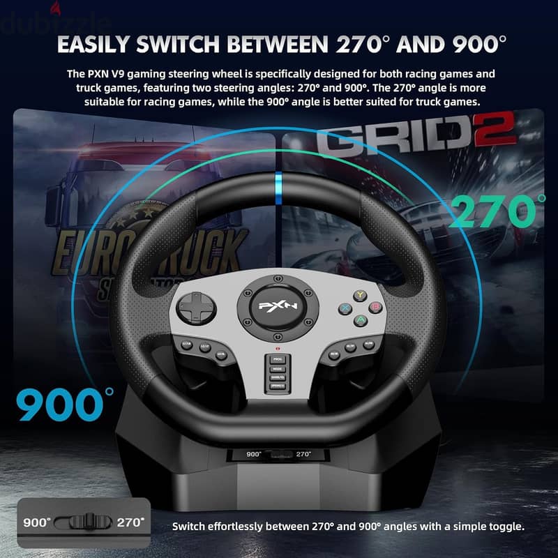 PXN V9 900 DEGREES GAMING RACING WHEEL 3