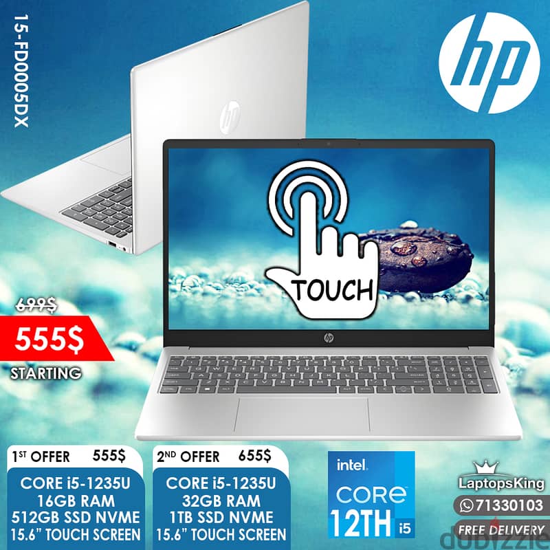 HP 15-FD0005DX CORE i5 15.6" FHD TOUCH SCREEN LAPTOPS 0