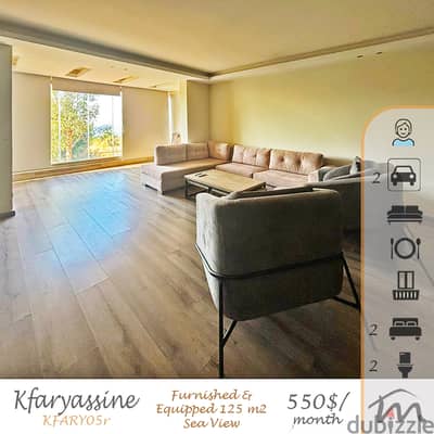 Kfaryassine | Furnished/Equipped/Decorated 125m² | 2 Parking | SeaView