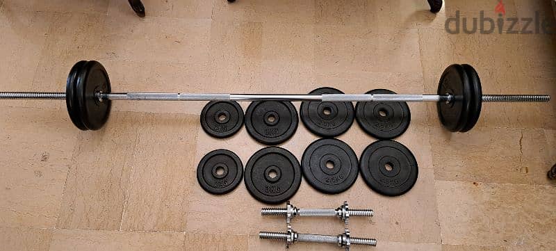 axe dumbbells and plates 0