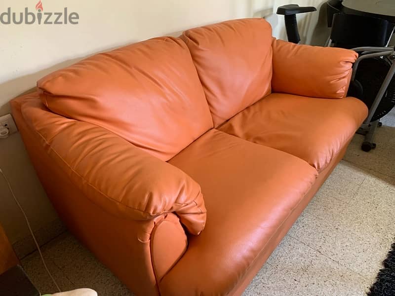 Orange Leather Sofa 0