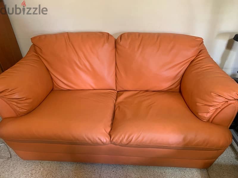 Orange Leather Sofa 1