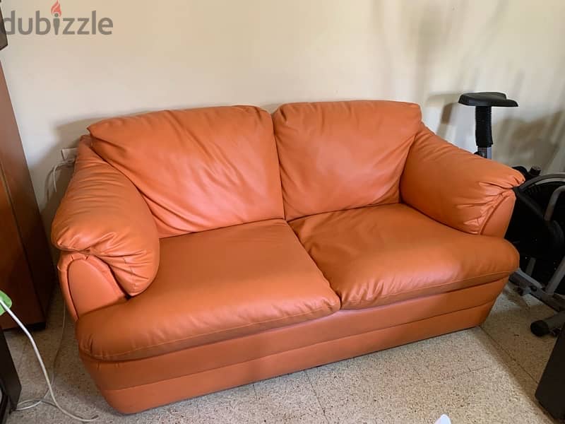 Orange Leather Sofa 2