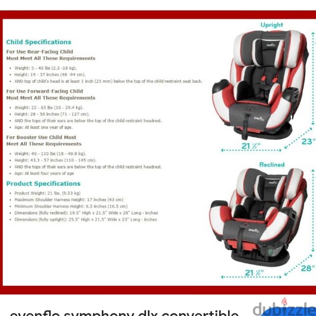 Evenflo carseat baby 0 till 8 years with booster seat free delivery 1