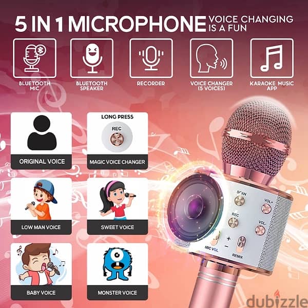 FDY Bluetooth Karaoke Microphone for Kids Adults 4