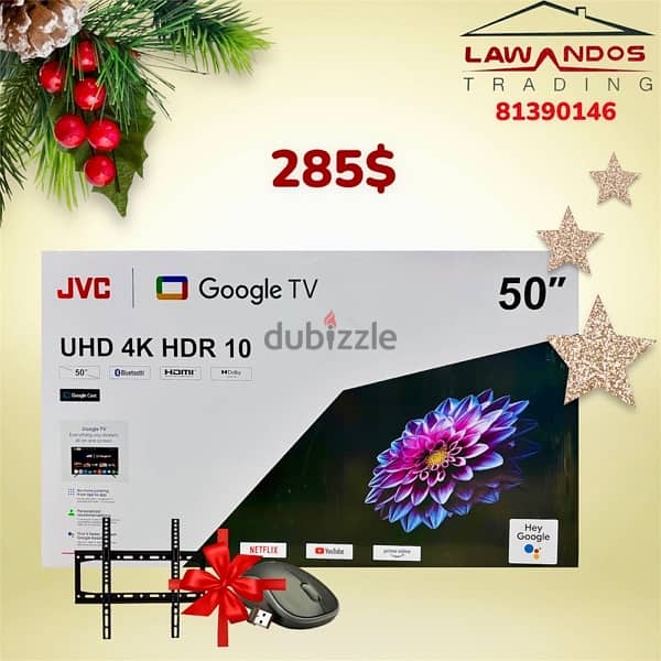 Led JVC ORIGINAL 43”,50”,55”,65” google tv مع ستاند وماوس 1