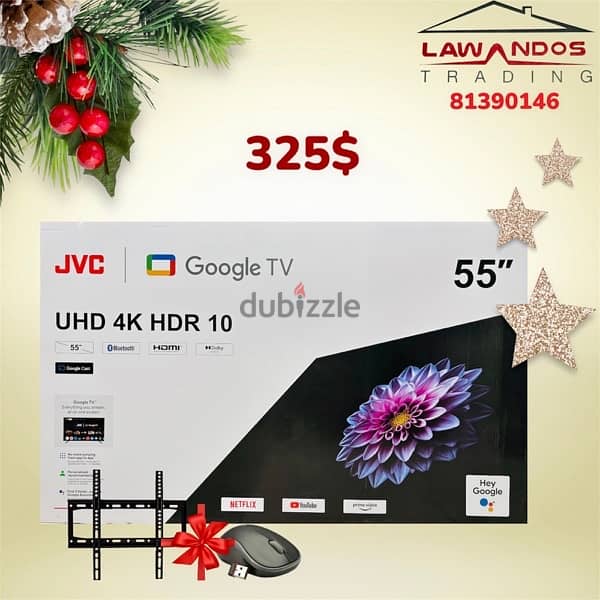 Led JVC ORIGINAL 43”,50”,55”,65” google tv مع ستاند وماوس 2