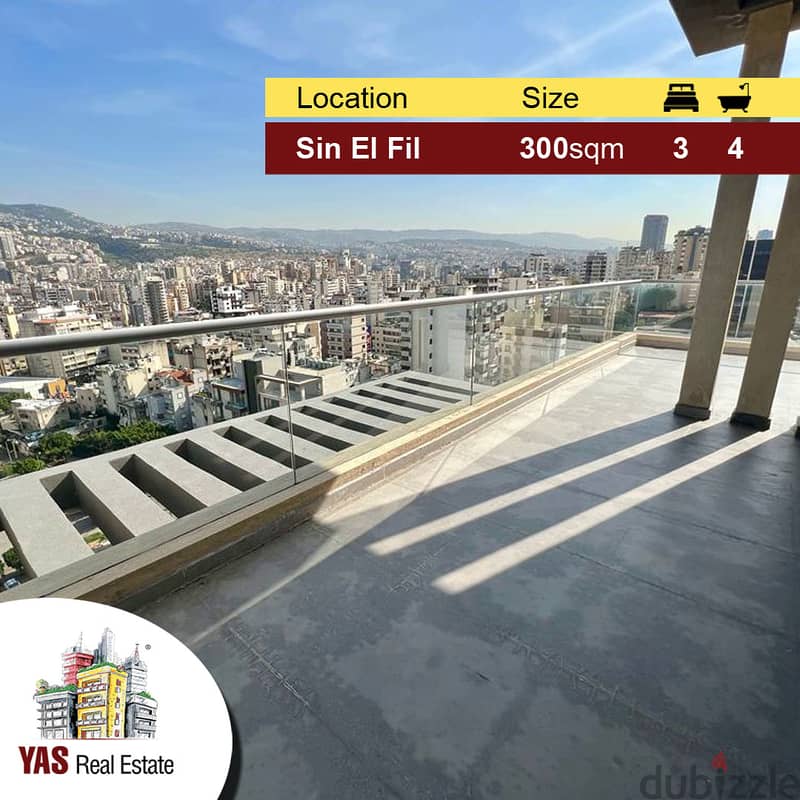 Sin El Fil 300m2 | 35m2 Terrace | Duplex | New Building | Open View | 0