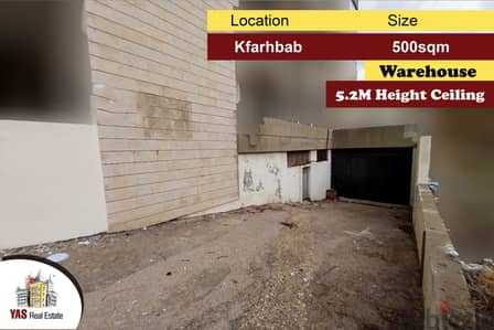 Kfarhbab 500m2 | Warehouse | Super Prime Location | Height Ceiling| IV