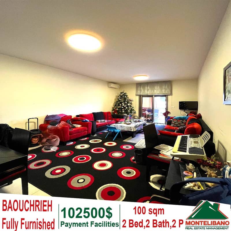 Payment Facilities Fully Furnished 100 sqm Apartment in Baouchrieh 0