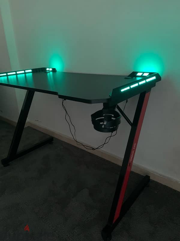 Gaming Desk Z-Shaped, RGB, Carbon Fiber Black 0