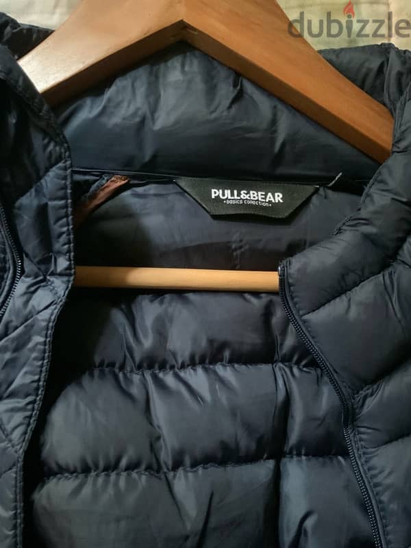 Puffer jacket pull&bear navy blue 1