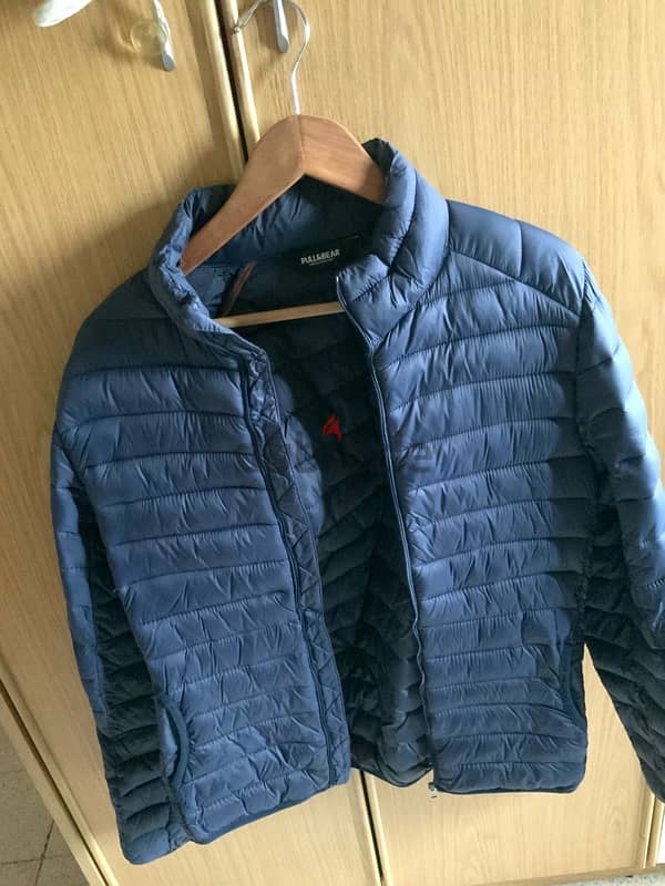 Puffer jacket pull&bear navy blue 2