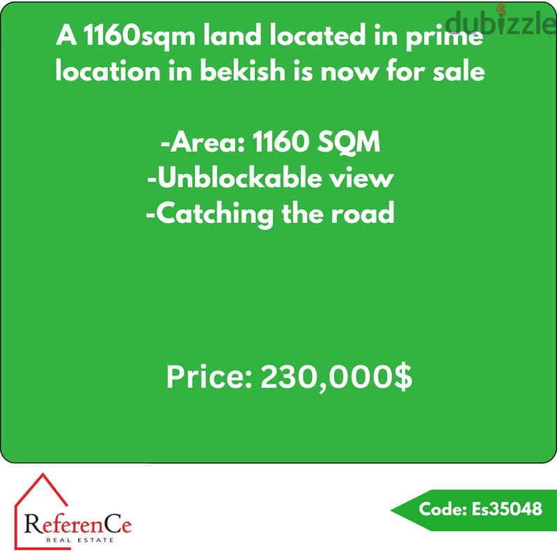 Prime land for sale in Bekish أرض مميزة للبيع في بيكيش 0