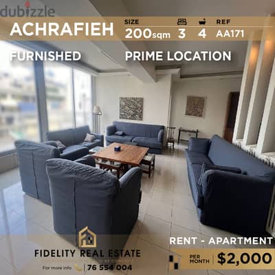 Apartment for rent in Achrafieh furnished AA171