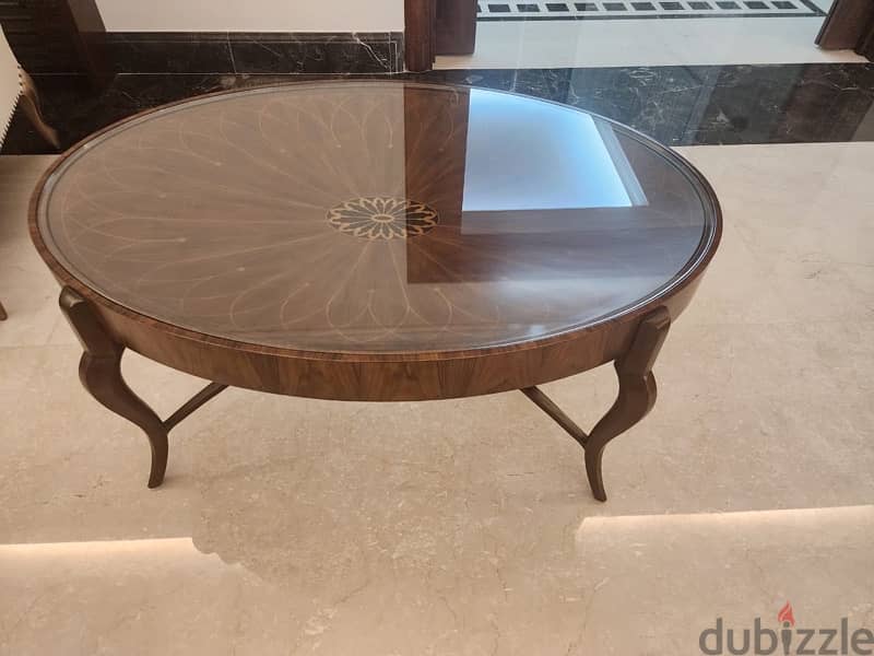 Wooden table with glass top 2