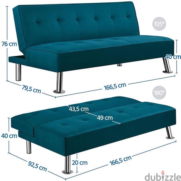 sofa bed aqua blue color 3