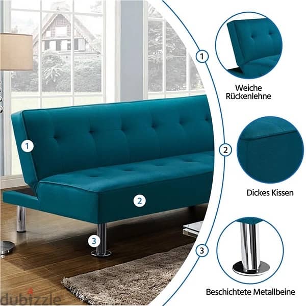 sofa bed aqua blue color 4