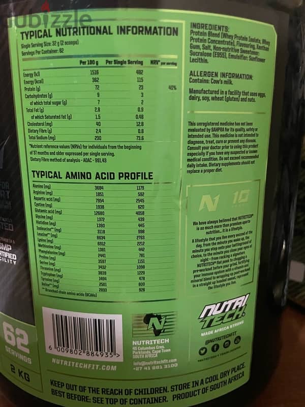 nutritech premuim pure whey protein 62 servings 1