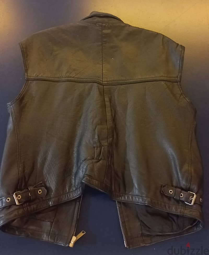 Genuine leather biker gilet vest kutte harley shadow moto 1