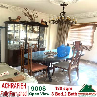 Fully Furnished 180sqm Apartment for rent in Achrafieh with Open View