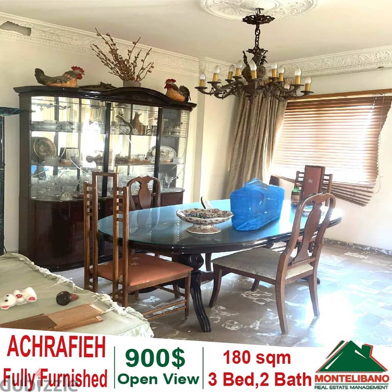 Fully Furnished 180sqm Apartment for rent in Achrafieh with Open View 0