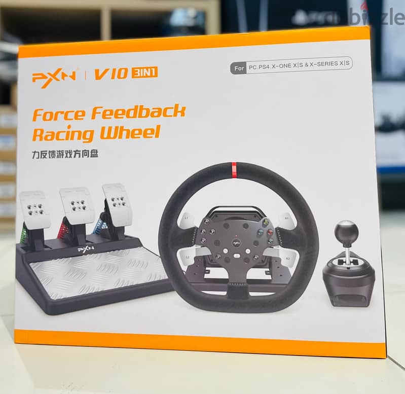 PXN V10 Force Feedback Steering Wheel Detach PC Xbox One PS4 PS5 1