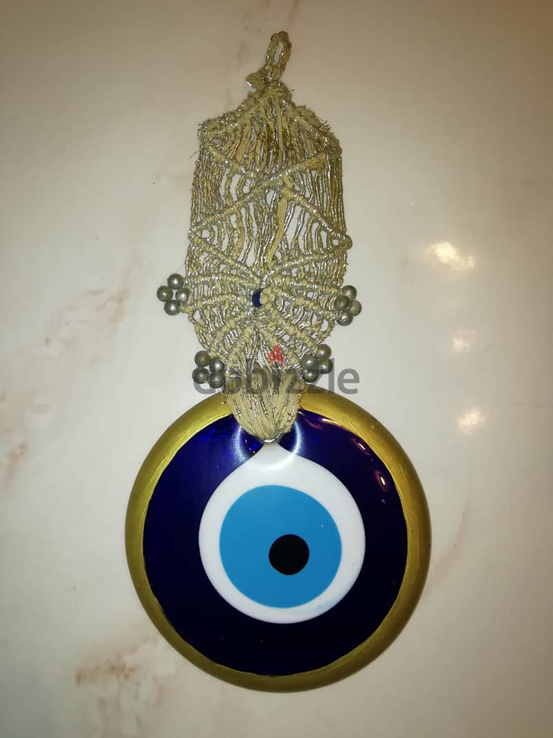 Blue Evil eye glass & ceramic 14 cm diameter Home decoration 0