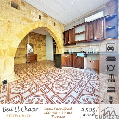 Beit El Chaar | Charming 100m² + 20m² Terrace | 1 Bedroom Apartment