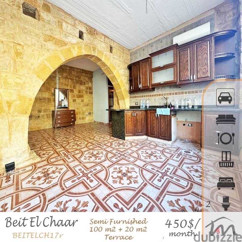 Beit El Chaar | Charming 100m² + 20m² Terrace | 1 Bedroom Apartment 0