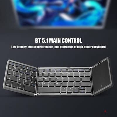 Portable Folding Bluetooth Keyboard Big Touchpad for Win/Android/IOS