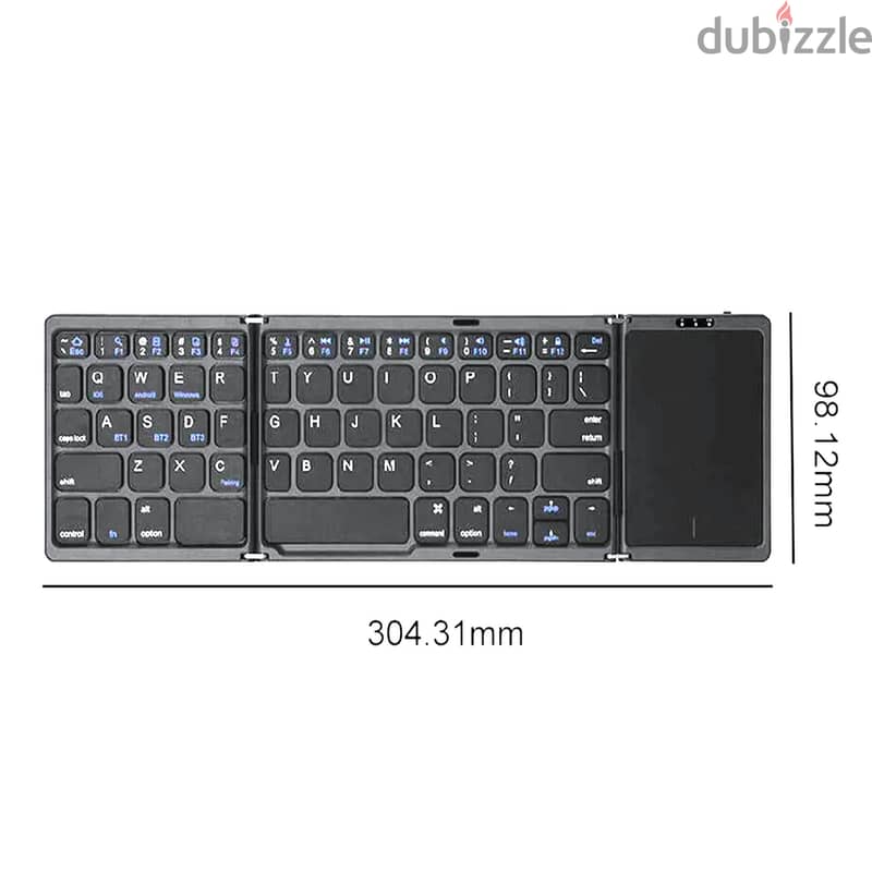 Portable Folding Bluetooth Keyboard Big Touchpad for Win/Android/IOS 6