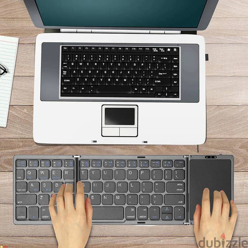 Portable Folding Bluetooth Keyboard Big Touchpad for Win/Android/IOS 2