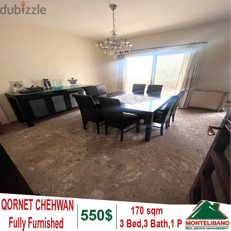 Fully Furnished 170 sqm Apartment for rent in Qornet Chehwan with view 0