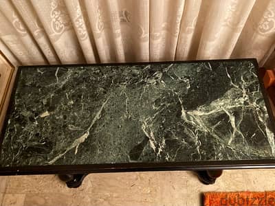 Verde Alpi Natural Dark Green Marble Table. طاولة رخام انتيك