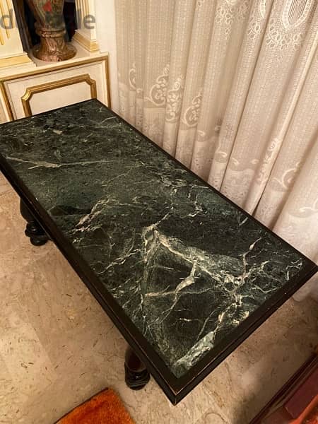 Verde Alpi Natural Dark Green Marble Table. طاولة رخام انتيك 1