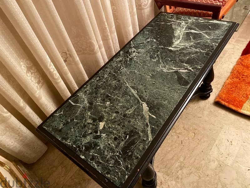 Verde Alpi Natural Dark Green Marble Table. طاولة رخام انتيك 2