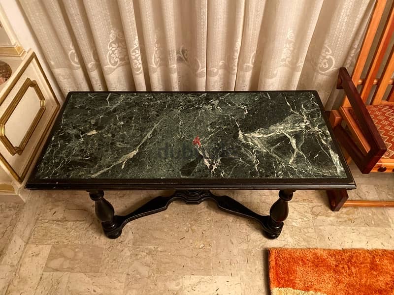 Verde Alpi Natural Dark Green Marble Table. طاولة رخام انتيك 3