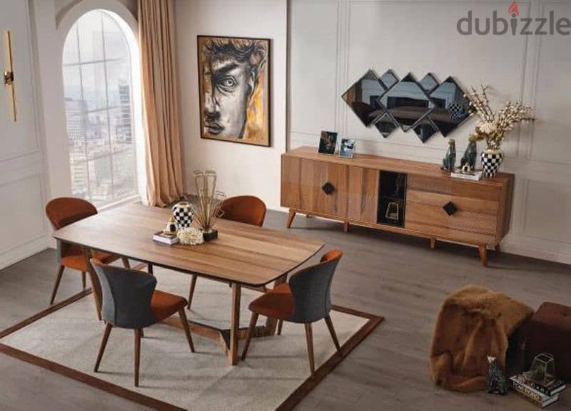 turkish dining room with 6 chairs mirror and dressoir 0